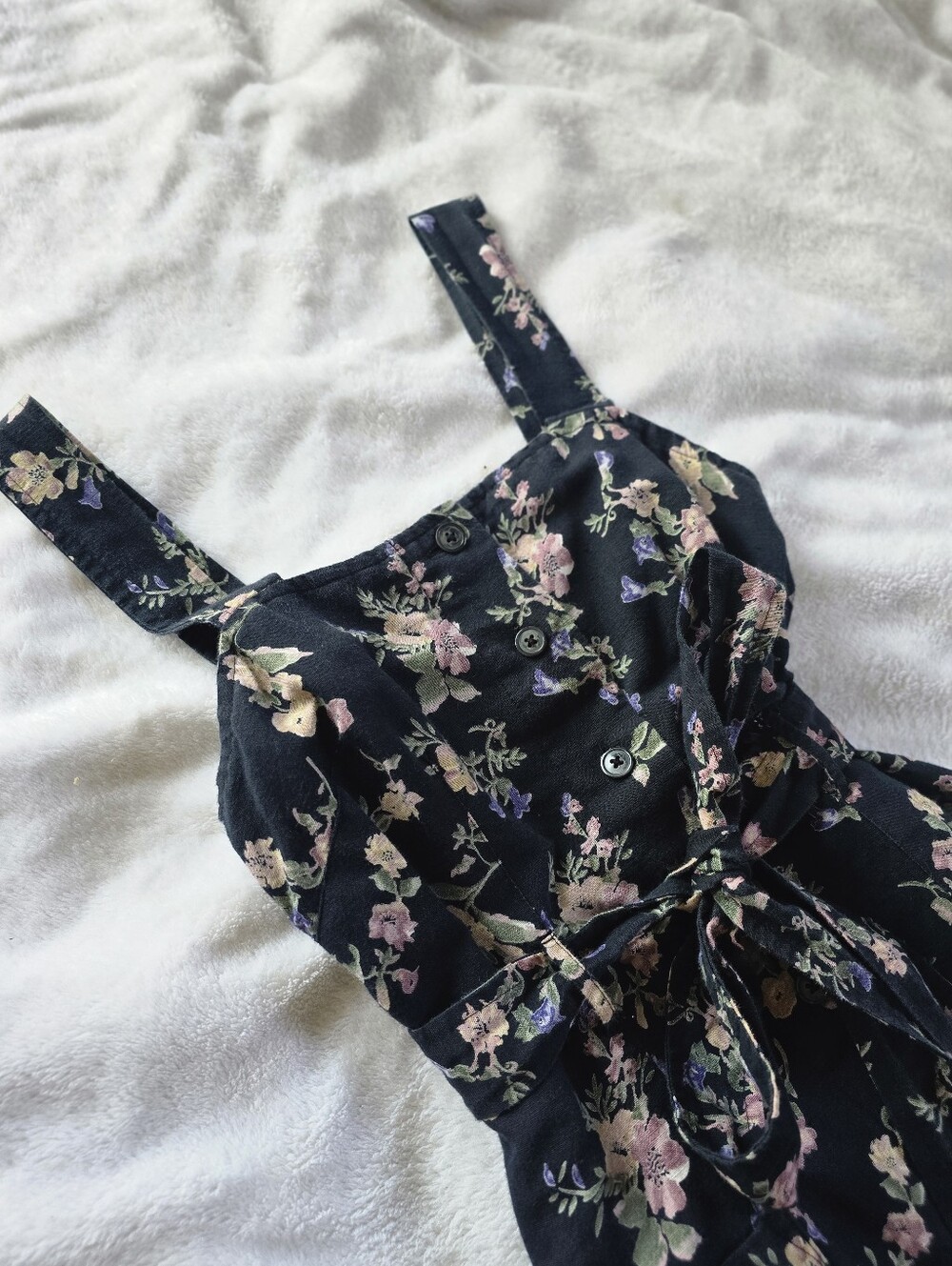 Topshop Navy Blue Floral Linen Blend Dress in US Size 4 (but fits like a 2) - Picture 4 of 9